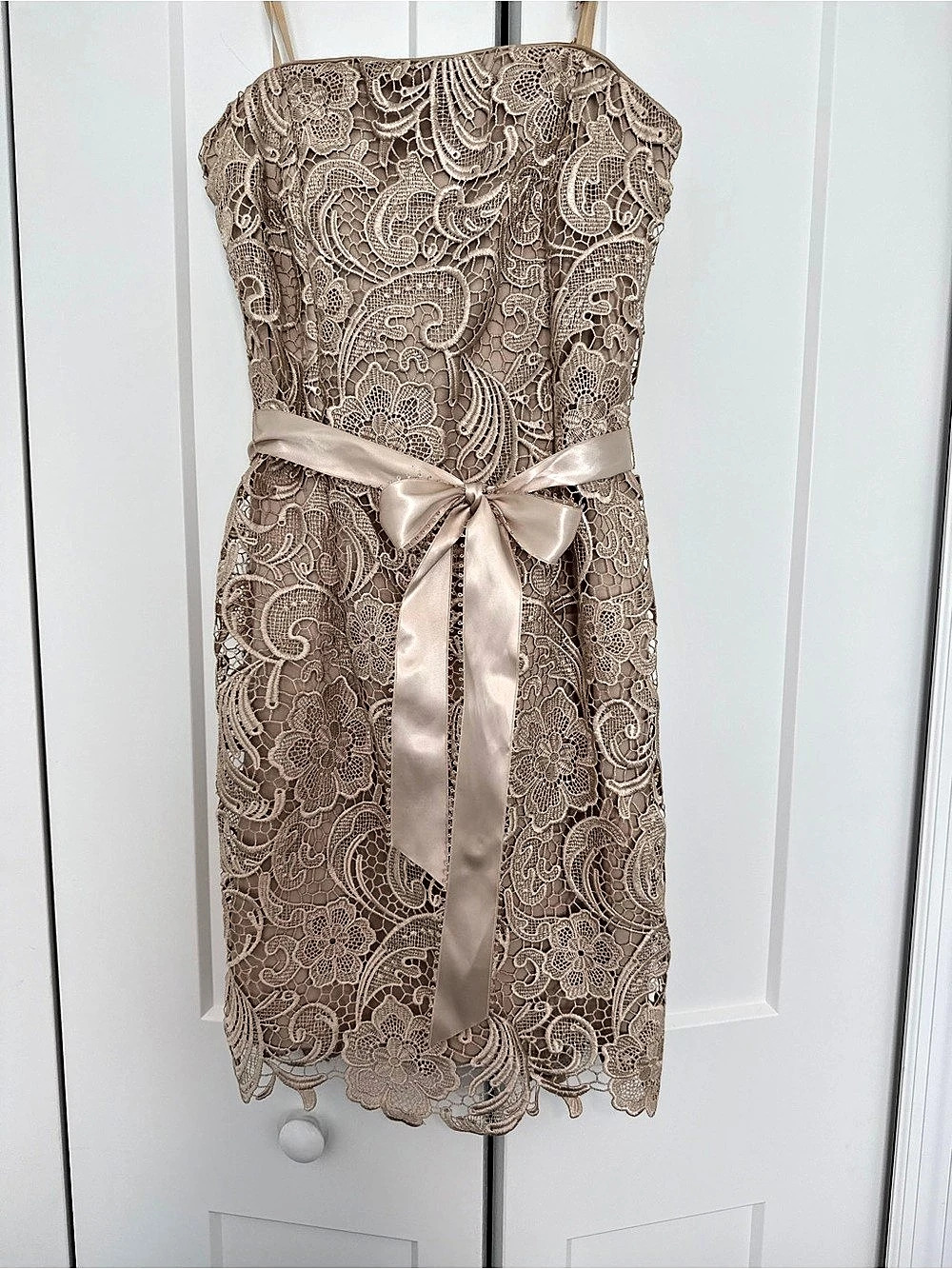 Champagne Lace Mini Dress - Like New